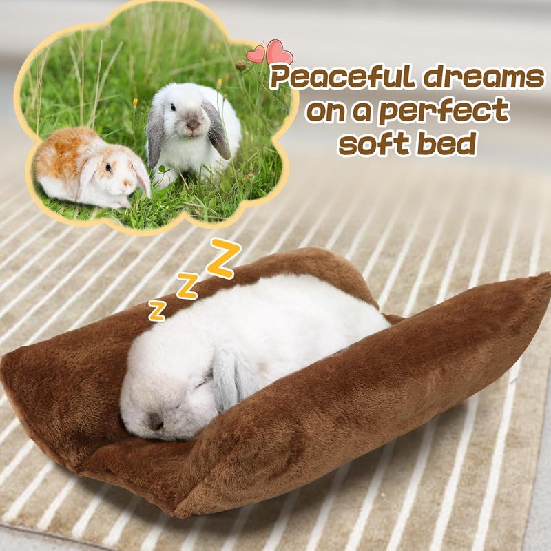 Alphatool 15.7" x 14" Soft Bunny Bed - Rabbit Bed, Warm Cuddle Cushion Plush Mat for Guinea Pig, Ferret, Small Animal - Brown - Image 4